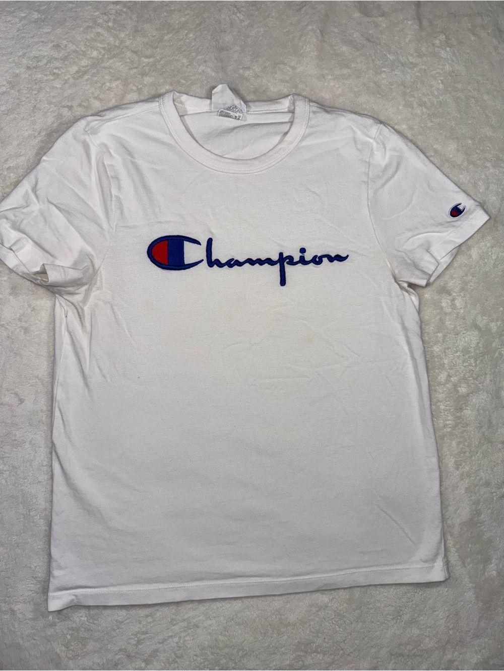 Champion C-Life Heritage Script Logo T-Shirt White Women's Medium